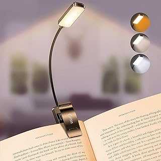 Gritin 9 LED Clip on Book Light, 3 Eye-Protecting Modes Flexible Reading Light Book Lamp (Warm&Cool White Light) -Stepless Dimming, Rechargeable, Long Battery Life, 4-Level Power Indicator