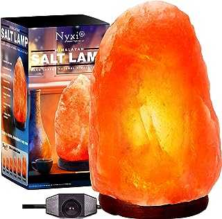 Nyxi 2-3 KG Himalayan Salt Lamp with Dimmer Switch to Control Brightness.100% Natural & Hand Crafted with Wooden Base Premium Quality Crystal Rock Lamp (2-3 Kg)