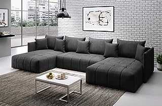 ChillMe U-SHAPE SOFA BED - 'SEOUL' - with storage and FREE assembly (Charcoal (Manila 18))