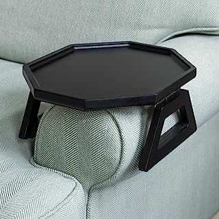 Signature Home Clip On Tray Sofa Table for Wide Couches! Black Couch Arm Tray Table, Portable Table, TV Table and Side Tables for Small Spaces. Stable Sofa Arm Table for Eating and Drink Table.
