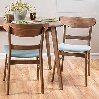 Christopher Knight Home Idalia Dining Chairs, 2-Pcs Set, Mint / Walnut Finish