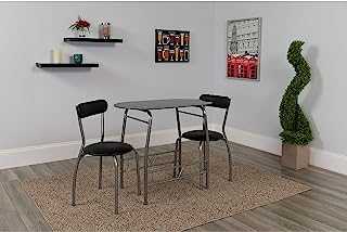 Flash Furniture Glass Dining Table and Chair Set, Metal, Black, 3-Piece