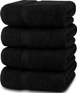 Utopia Towels - 4 Piece Bath Towels Set (69 x 137 CM) - Premium 100% Ring Spun Cotton - Quick Dry, Highly Absorbent, Soft Feel Towels, Perfect for Daily Use (Black)