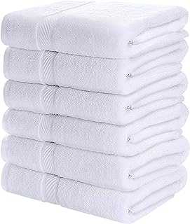 Utopia Towels - 6 Pack Bath Towel Set, 100% Ring Spun Cotton (60 x 120 CM) Medium Lightweight and Highly Absorbent Quick Drying Towels, Premium Towels for Hotel, Spa and Bathroom (White)