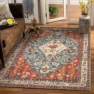 Morebes Tribal Washable 4x6 Rug, Soft Kitchen Area Rug Boho Bathroom Rug Distressed Laundry Room Entryway Rugs Indoor Non Slip, Vintage Persian Throw Rug for Bedroom Living Room, Rust/Multi
