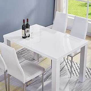 GOLDFAN Morden High Gloss Dining Tables Taku Rectangle Kitchen Tables 4-6 Seater Dining Table, Wood, White (Only Table)