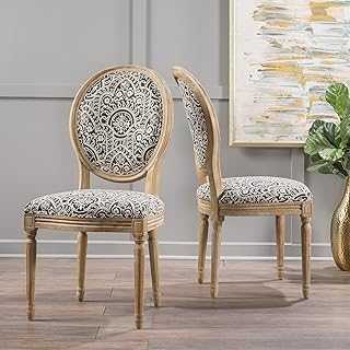 Christopher Knight Home Phinnaeus Fabric Dining Chair (Set Of 2), Black/White
