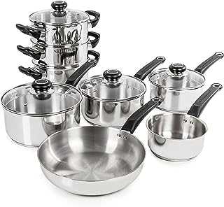 Morphy Richards 970001 Equip Induction Pan Set, Stainless Steel, Stay Cool Handles, Thermocore Technology, 8 Piece Set