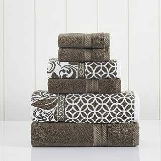 Modern Threads Trefoil Filigree 6-Piece Reversible Yarn Dyed Jacquard Towel Set - Bath Towels, Hand Towels, & Washcloths - Super Absorbent & Quick Dry - 100% Combed Cotton