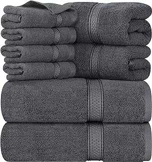 Utopia Towels 8 Piece Towel Set - 2 Bath Towels, 2 Hand Towels and 4 Washcloths Cotton Hotel Quality Super Soft and Highly Absorbent (Grey)