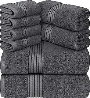 Utopia Towels 8 Piece Towel Set, 700 GSM, 2 Bath Towels, 2 Hand Towels and 4 Washcloths, Grey