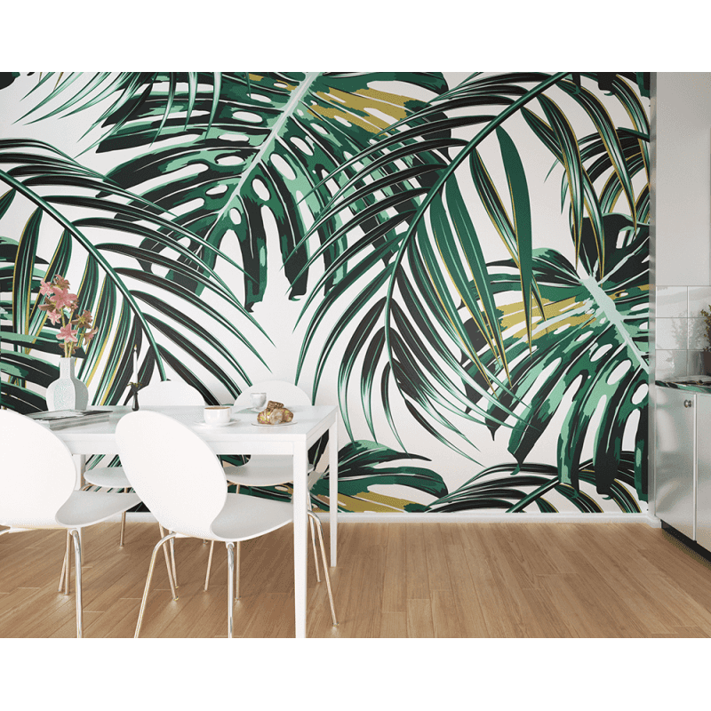 Tropical Leaves Wall Mural (Size: Large:  3.0 m (wide) x 2.4 m (high) )