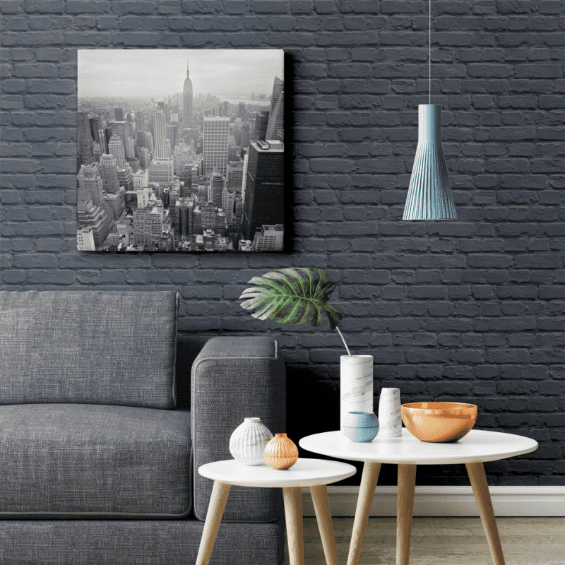 Freestyle Painted Blue Brick Wallpaper