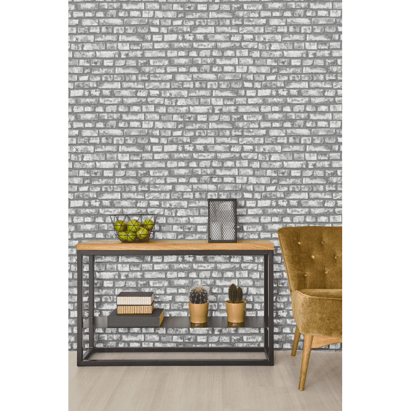 P&S Dark Grey Brick Wallpaper