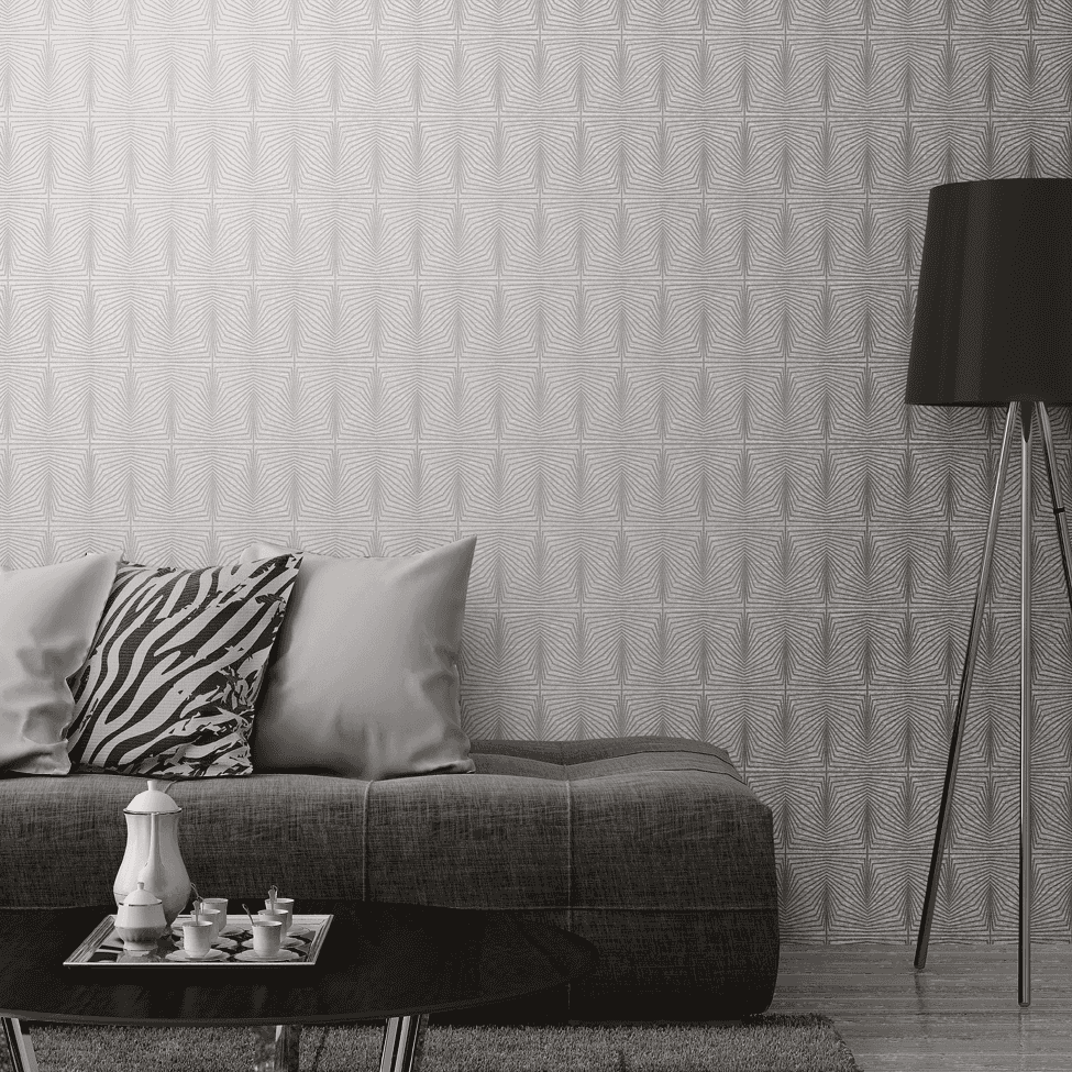 Solitaire Textured Silver Geometric Wallpaper