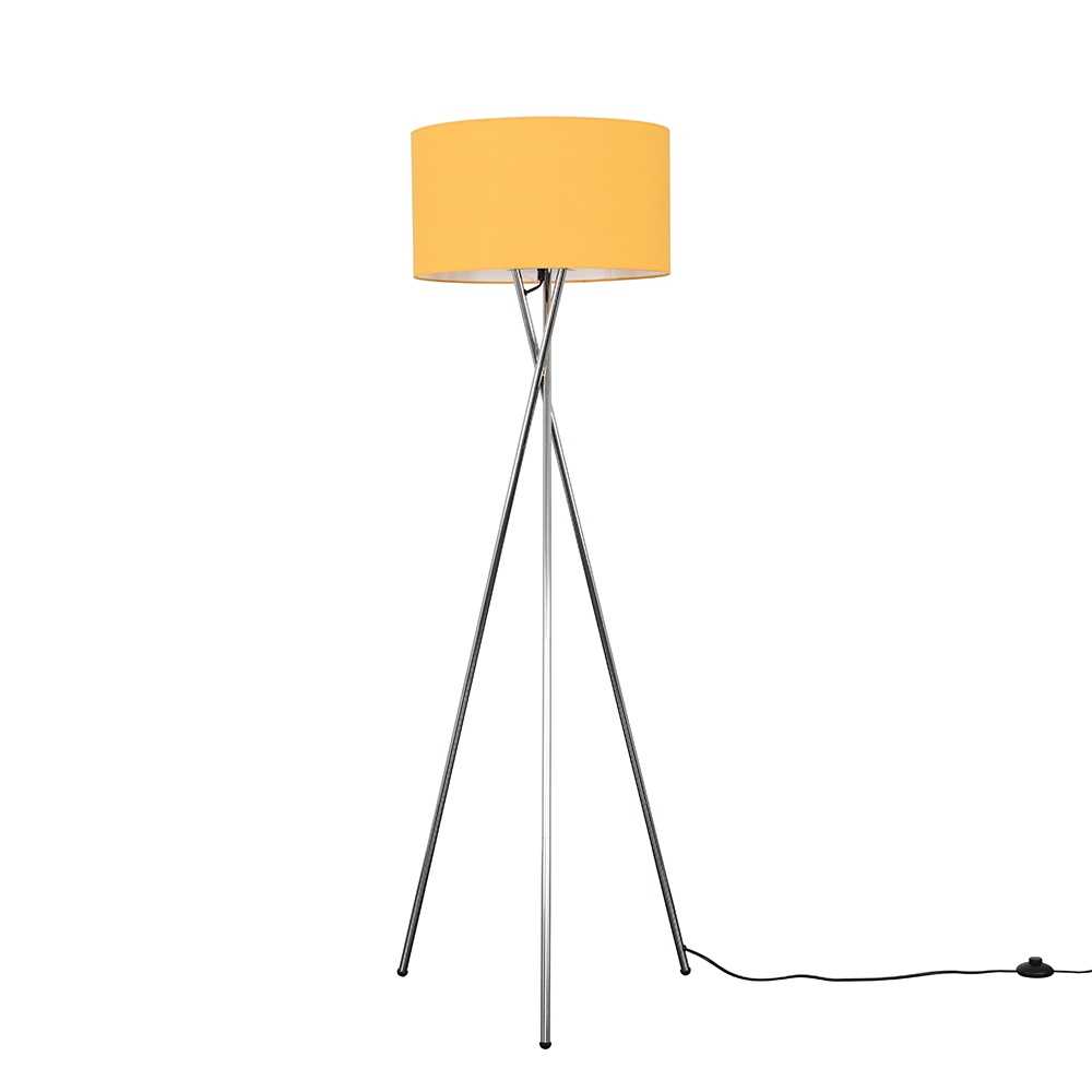 Camden Chrome Tripod Floor Lamp with XL Mustard Reni Shade