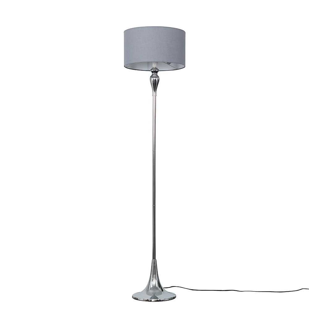 Faulkner Chrome Floor Lamp with Large Dark Grey Reni Shade