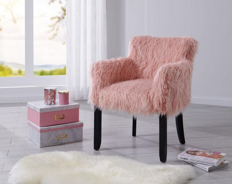  PINK FAUX SHEEPSKIN TUB CHAIR