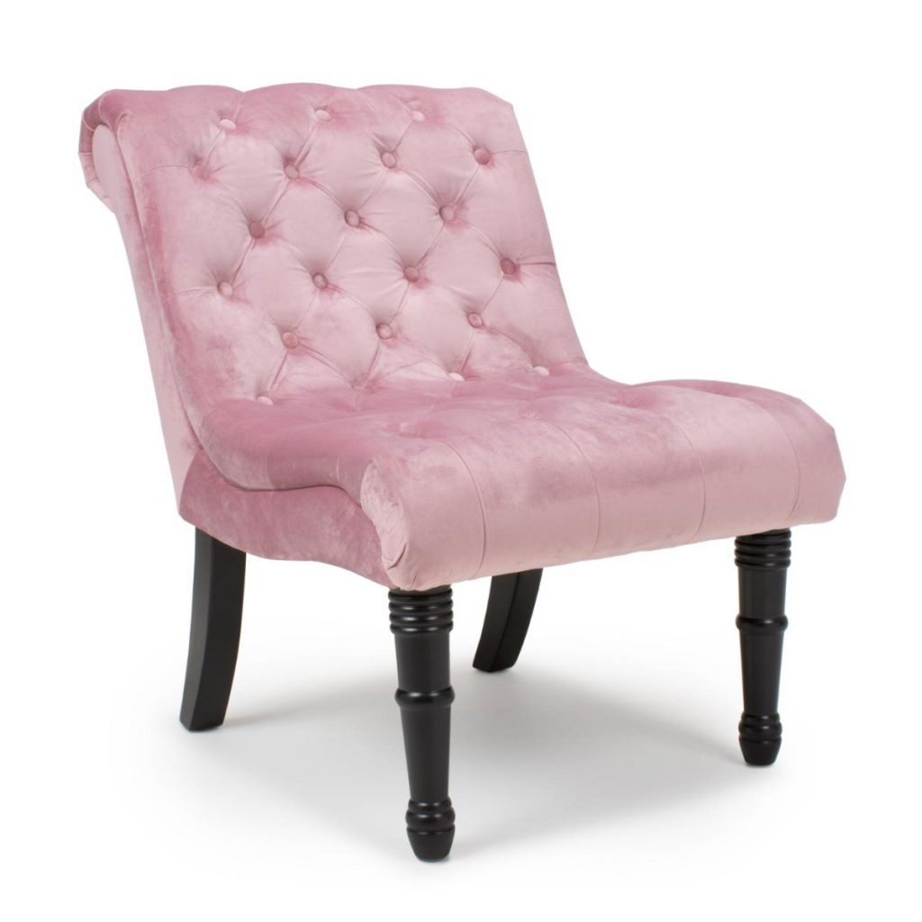 RIVIERBRUSHED VELVET PINK BLUSH ACCENT CHAIR